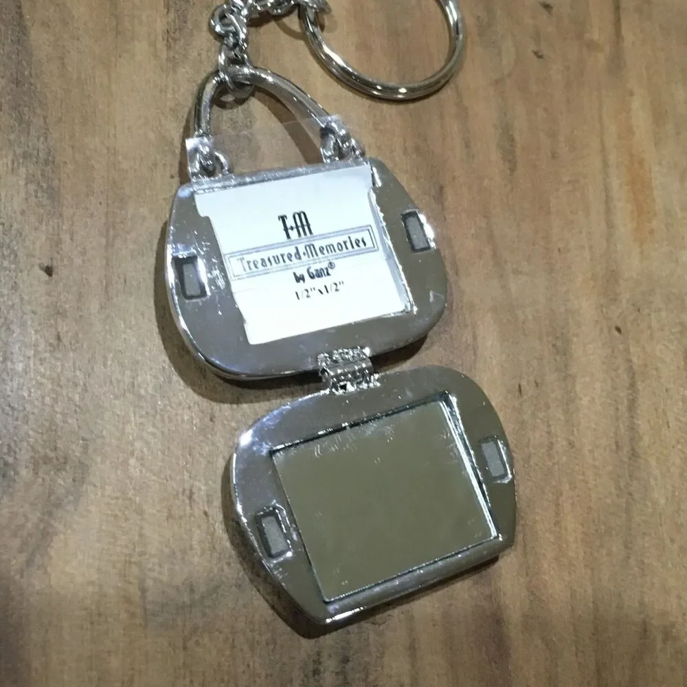 Vintage Purse Key Charm Mirror Photo Locket Keepsake Key Chain Ganz